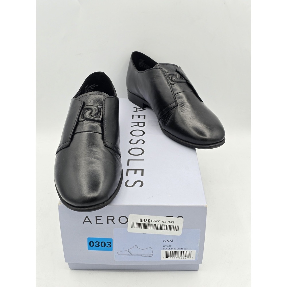 Aerosoles Women's Wyatt Loafer Black Burnished Leather - Sz 6.5 M NIB